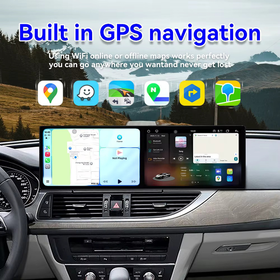 MOOKAKA Dual 11,5 Zoll Android Auto-Multimedia-Player mit GPS und CarPlay für Audi A6 A7, Schwarz - Bild 3