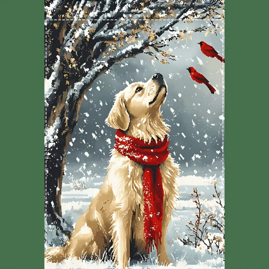 VIKAMA Weihnachtsgartenflagge Golden Retriever Winter Outdoor-Dekoration Mehrfarbig B: 30,0 cm, H: 45,0 cm, T: 30,0 cm - Bild 4