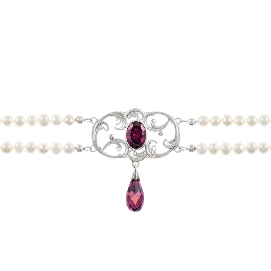 Collier Choker 925 Silber, Zirkonia, Perle, Damen - Bild 1