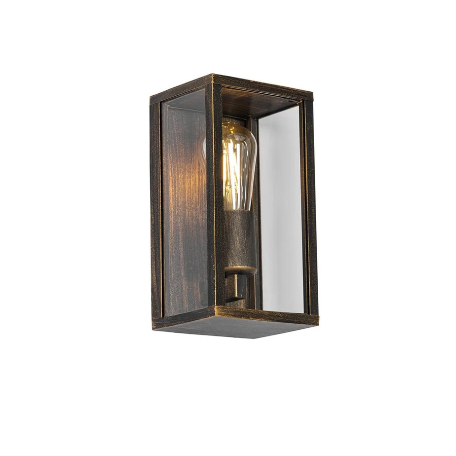 QAZQA Charlois Vintage Wandleuchte in AntikGold aus Aluminium und Glas, IP44 Außenleuchte für Garten und Außenbereich, E27, dimmbar - Bild 2