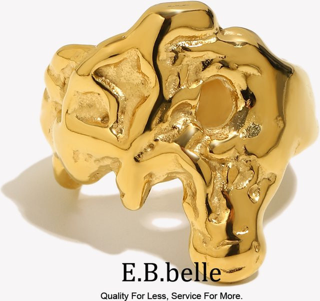 E.B.belle Ring, Edelstahl, Meteoritenmuster, Unisex - Bild 1