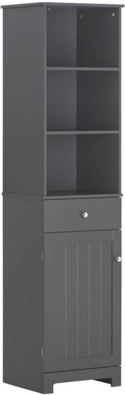 SoBuy BZR17 Badezimmer Hochschrank in Dunkelgrau mit 3 offenen Fächern, 1 Schublade und 1 Tür - Bild 6