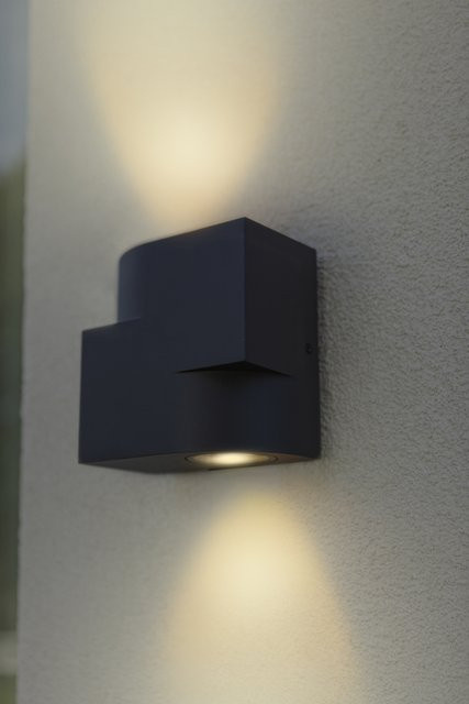 ECO-LIGHT Außenwandleuchte MARBO in Schwarz oder Grau aus Aluminium mit GU10 Fassung für Garten, Balkon und Terrasse - Bild 1