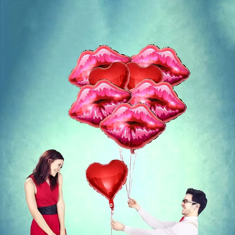 YAYB 8er Set Herz Folienballons in Rot für Valentinstag, Hochzeit, Geburtstag und Party-Dekoration - Bild 3