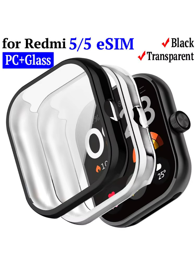 Displayschutz mit gehärtetem Glas und PC-Bumper für Xiaomi Redmi Watch 5/5 ESIM, transparent - Bild 6