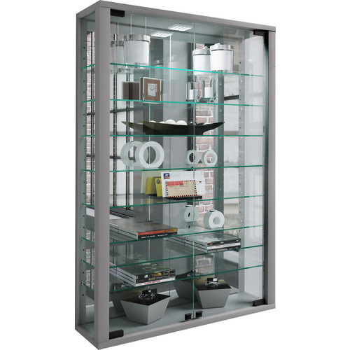 VCM Wandvitrine Vitrosa Mini in Silber mit Glasfront und integrierter Beleuchtung, B/H/T: 59 x 91 x 18 cm - Bild 2