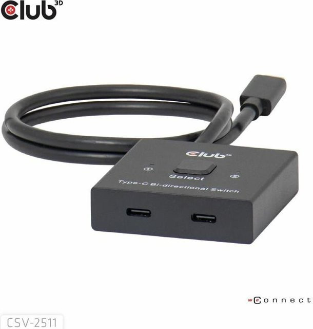 Club3D CSV-2511 USB-C Bi-Direktionaler Umschalter für Video, Daten und Power Delivery, 8K 60 Hz, Schwarz - Bild 2