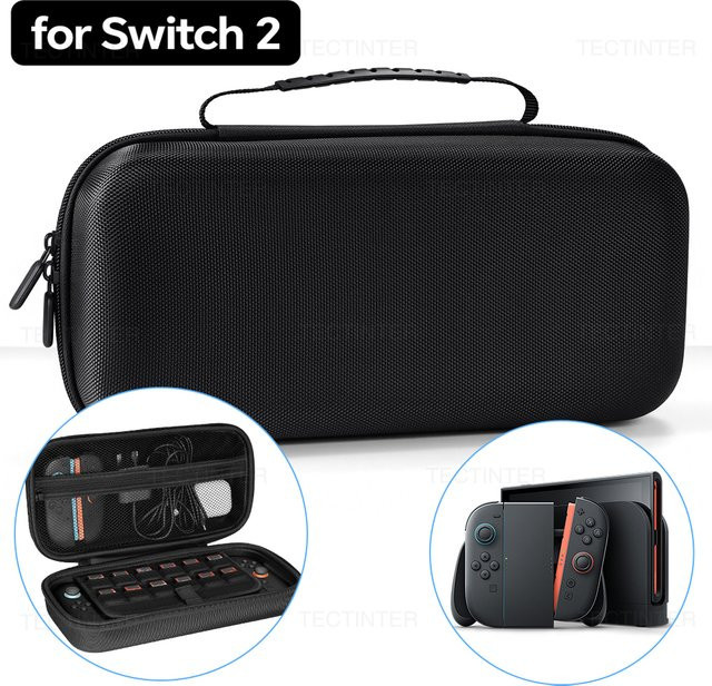 TECTINTER Tragetasche für Nintendo Switch mit EVA Hartschale und großer Kapazität, Schwarz - Bild 1