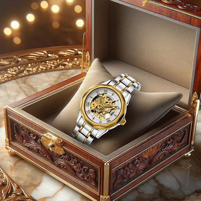 CAROTIF Armbanduhr, Silber und Gold, zweifarbiges Metallarmband, Herren - Bild 1