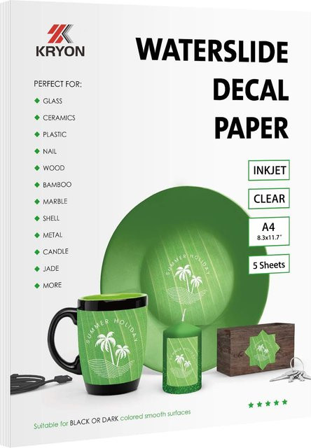 5 Blatt A4 Wasserrutsch-Aufkleberpapier für Tintenstrahldrucker, transparente Hochglanz-Transferblätter für DIY-Bastelprojekte - Bild 1