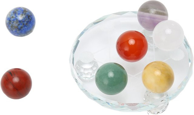 GoolRC 7 Chakra Steine Set mit Aufladeplatte in White und Multicolour zur Reinigung negativer Energie mit runden Heilsteinen - Bild 1