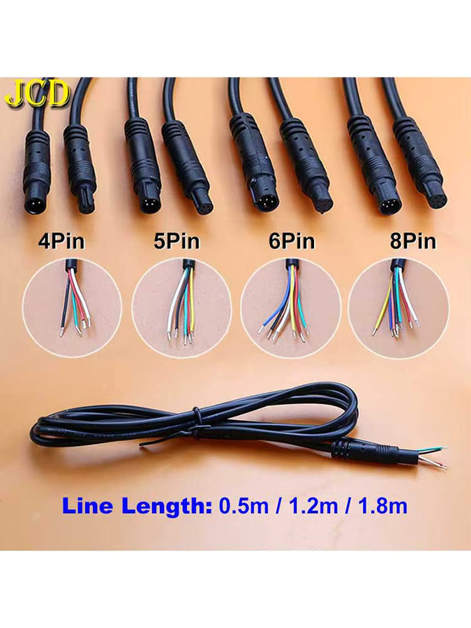 JCD Verlängerungskabel für Auto DVR Rückfahrkamera mit 4Pin 5Pin 6Pin oder 8Pin Stecker, Männlich-Weiblich, Schwarz - Bild 3