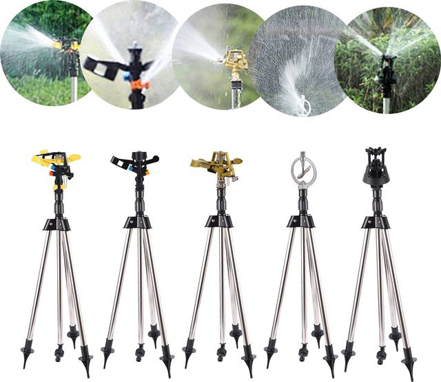 Adhere To Fly Automatischer 360 Grad Rotierender Wippsprinkler mit Teleskopstange in Schwarz zur Bewässerung von Garten, Rasen und Blumen - Bild 1