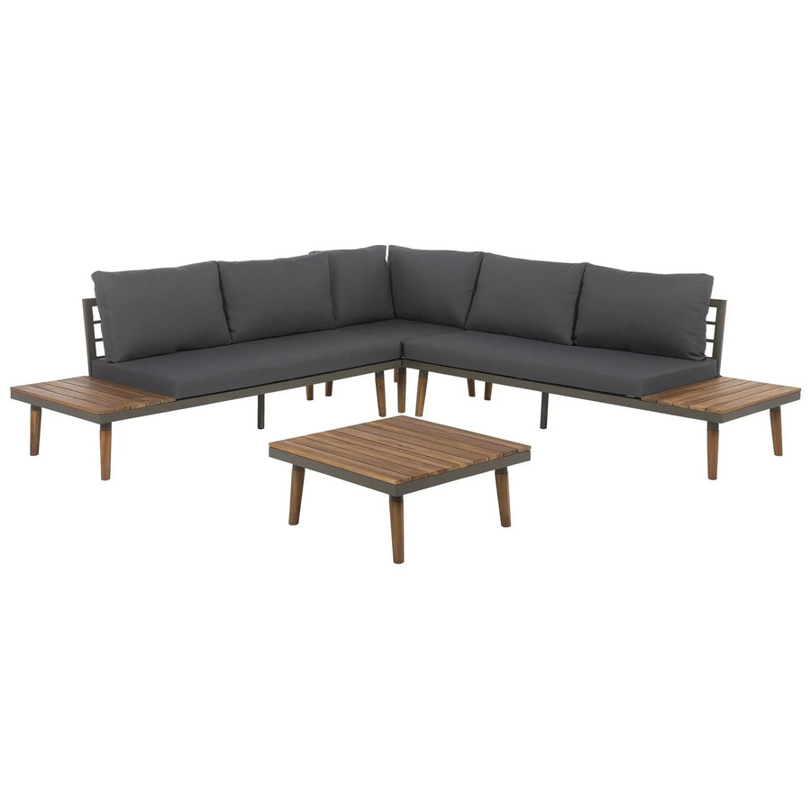 Beliani Lounge Set CORATO in Dunkelgrau mit L-Form, Ecksofa, Couchtisch und Kissen, B/T/H: 257 x 257 x 80 cm - Bild 2