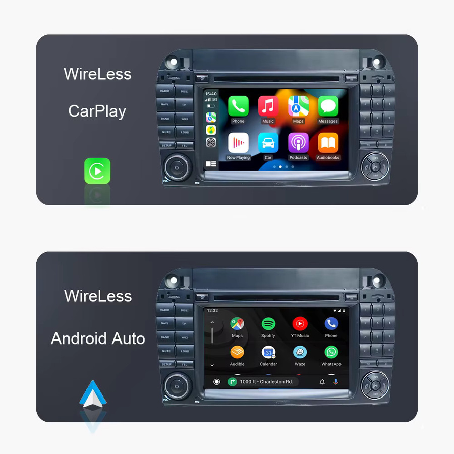 Sadocom Android 14 Carplay Auto Player für Benz W220 S400 S420 W215 CL600 1998-2005 mit 14,0 Zoll IPS Display, 8GB RAM, 256GB Speicher, GPS, WiFi und Bluetooth in Schwarz - Bild 2