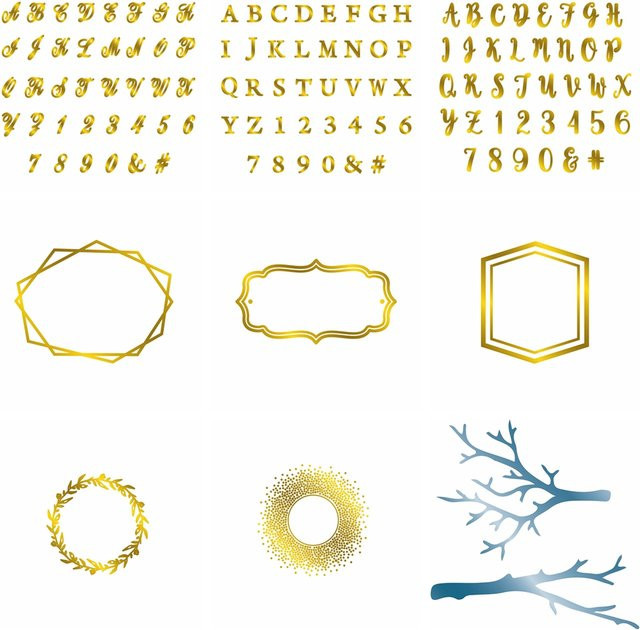 Goldene Heißfolienplatten mit geometrischem Rahmen für DIY, Scrapbooking und Papierhandwerk - Bild 1