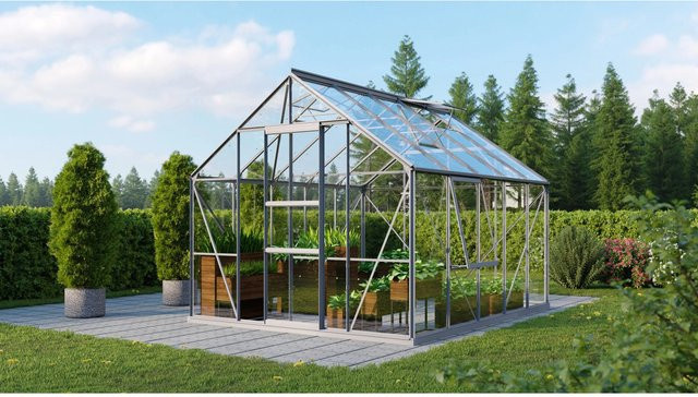 Vitavia Gewächshaus Meridian 1 mit Alu-Vorzugsset, transparentes Sicherheitsglas, Breite: 254 cm, Höhe: 254 cm, Tiefe: 8,05 cm - Bild 1
