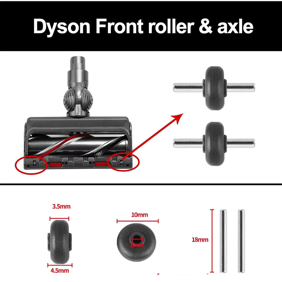 Dyson Ersatz Sohlenplattenräder für Direct Drive Reinigungsköpfe V6 V7 V8 V10 V11 V15 DC58 DC59 DC62 in Schwarz - Bild 3