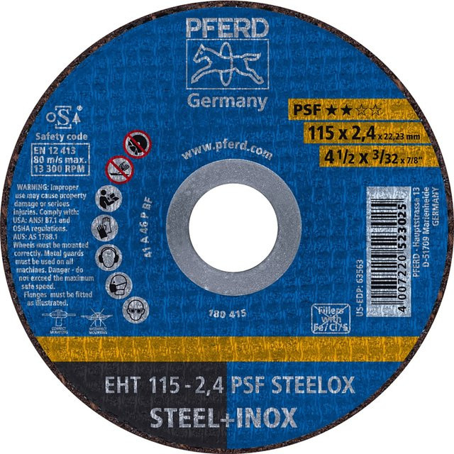 PFERD Trennscheibe PSF EHT Steelox für Metall, Durchmesser: 115 mm, Dicke: 2,4 mm - Bild 1
