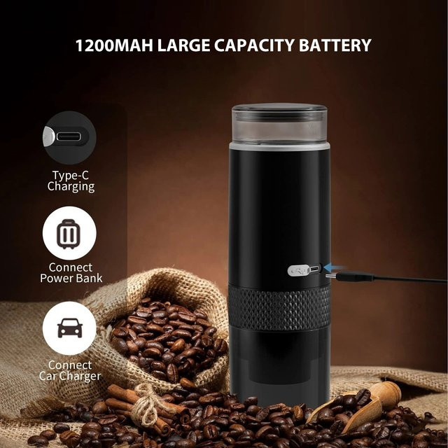 Qiilu Tragbare Kaffeemaschine in Schwarz, kompatibel mit K-Cup-Kapseln und gemahlenem Kaffee, manuelle Handkaffeemaschine für Camping und Wandern - Bild 1
