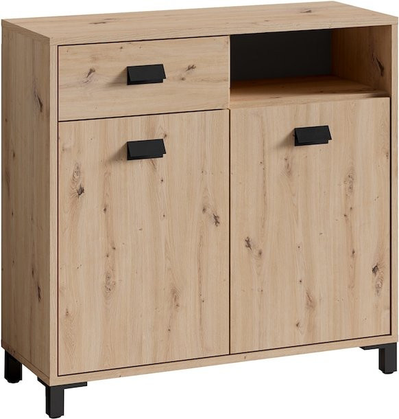 byLIVING Badezimmer Kommode WELLNESS in Artisan Eiche und Schwarz, Breite: 80,5 cm - Bild 1