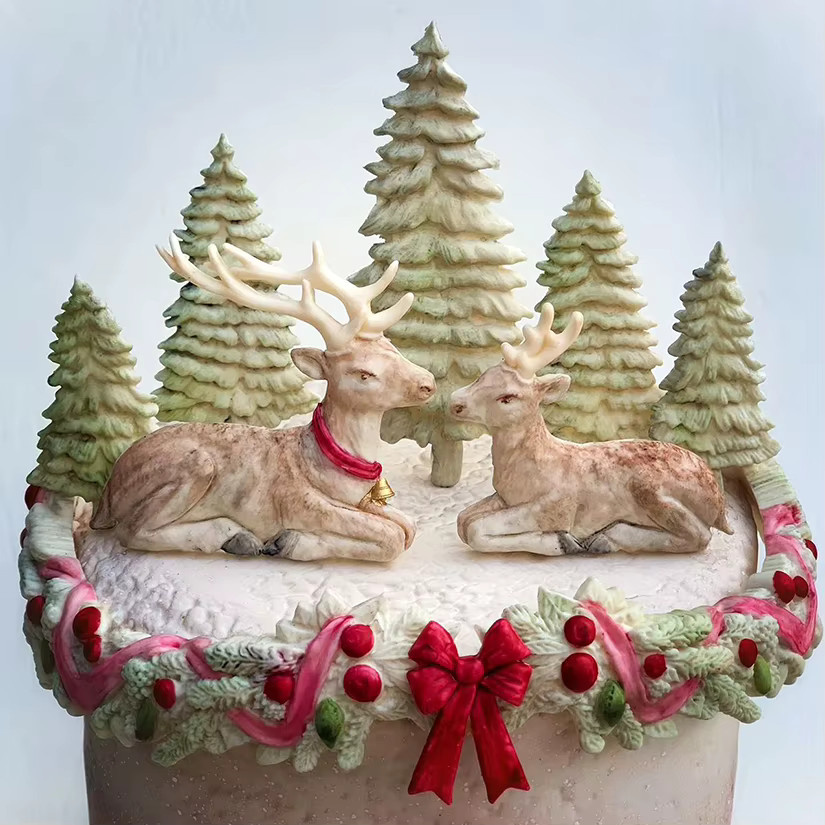 HANDLIFE Rentier Silikon-Backform für Weihnachten, graue Zuckergussform für Cupcakes, Fondant und Kuchendekoration - Bild 3