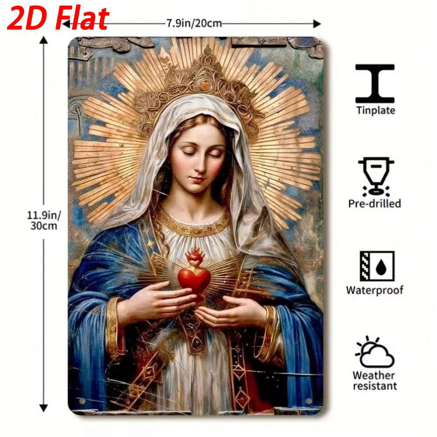 Religiöse Wandkunst Heiliges Herz von CIFBUY aus Metall, B: 20 cm, H: 30 cm - Bild 2