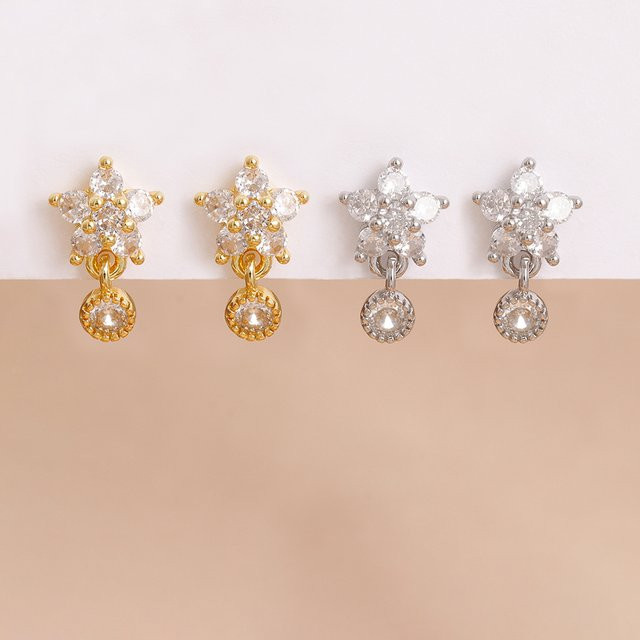 Maodane Ohrringe, Schneeflocke, Zirkonia, Gold, Damen - Bild 1