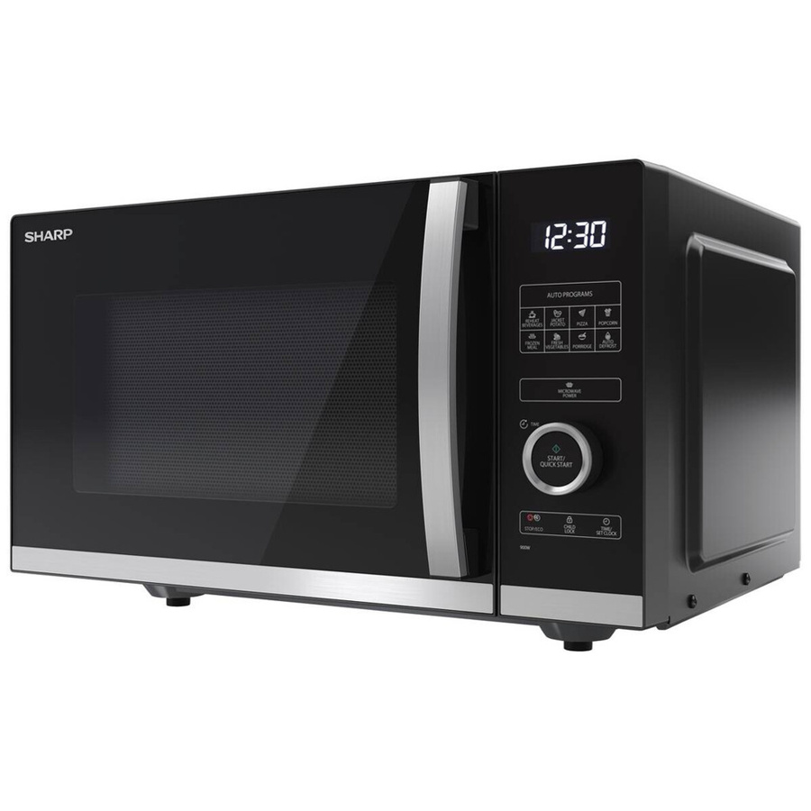 Sharp Mikrowelle YC-QS254AE-B Solo in Schwarz mit Edelstahl-Design und LED-Display, B/H/T: 49 x 28,8 x 39,5 cm - Bild 2