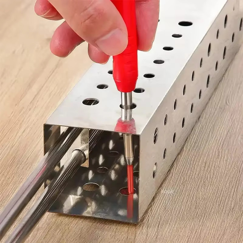 Roter Zimmermannsbleistift mit integriertem Anspitzer für Holzbearbeitung und Architektur, Graphit-Markierungsset aus Kunststoff - Bild 4