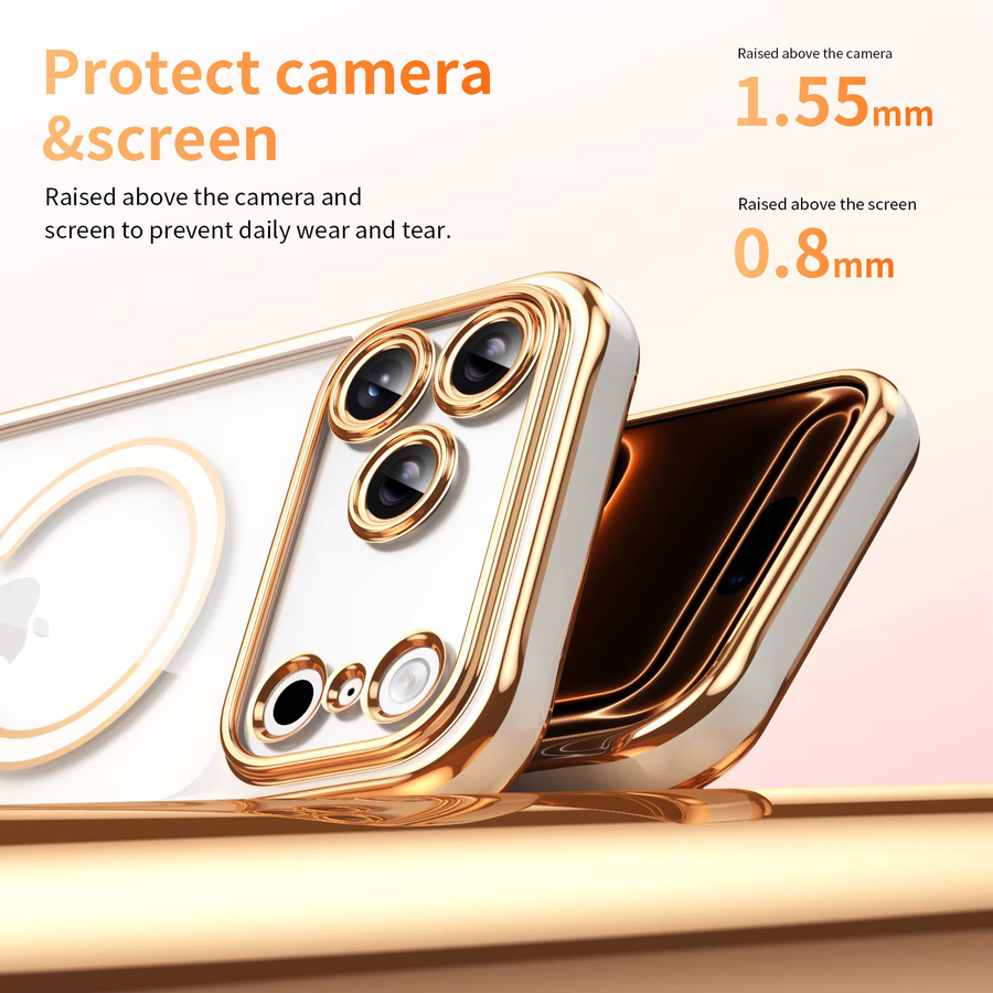 RPKKS MagSafe Magnetische Handyhülle für iPhone 17 16 15 14 13 Pro Max Plus Transparent mit lila Akzenten und stoßfestem Schutz - Bild 3