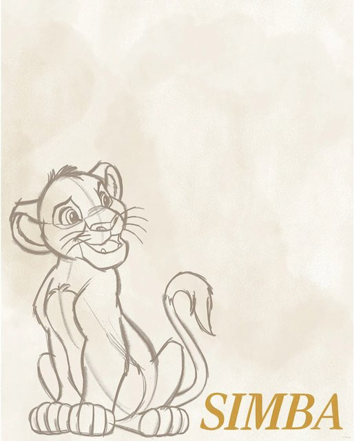 Komar Wandbild Disney The Lion King Simba Sketch Leinwand Beige B: 40 cm, H: 50 cm - Bild 1