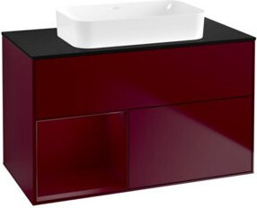 V&B Finion Waschtischunterschrank mit Wandbeleuchtung und Regalsystem links, Farbe Peony Matt, Breite: 100 cm, Tiefe: 60,3 cm - Bild 1
