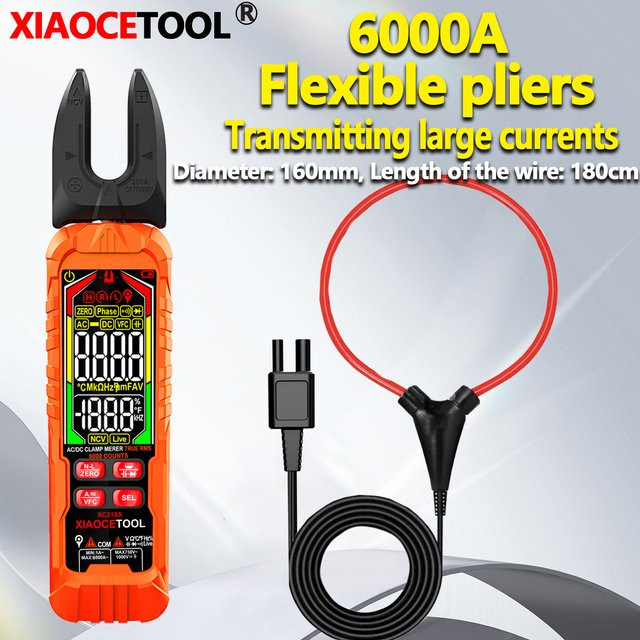 XIAOCETOOL Multifunktions-Strommessgerät mit großkalibriger Klemmzange in Orange für die Elektrowartung - Bild 1