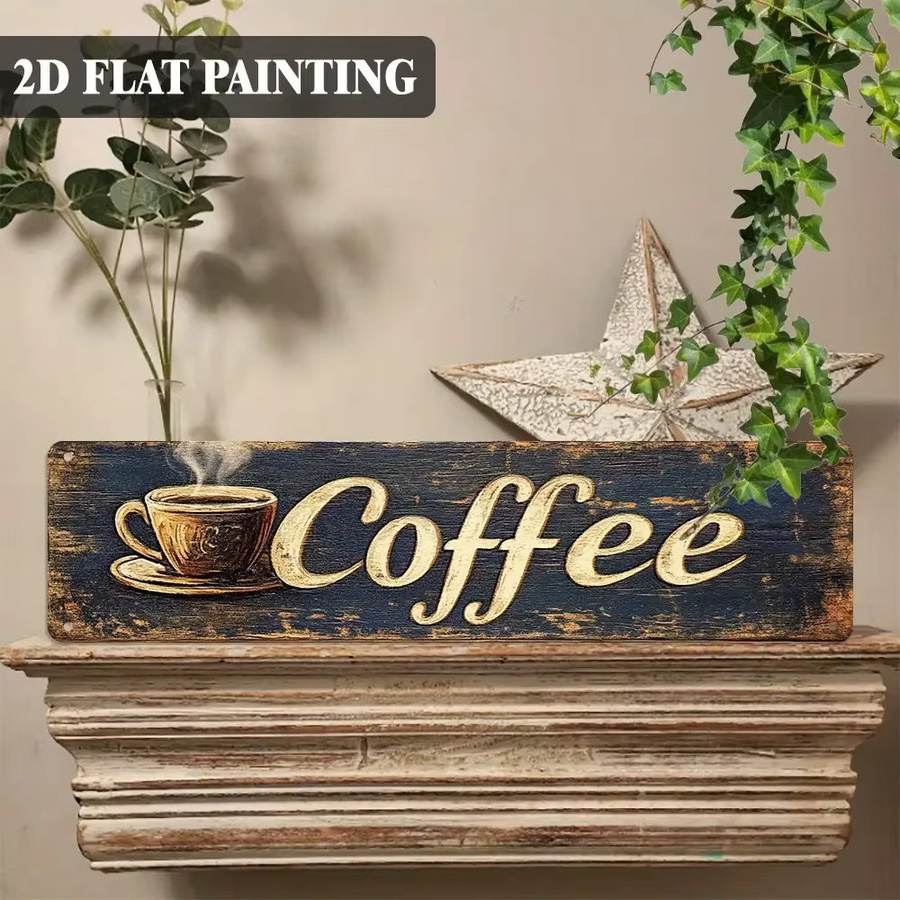 HELLOYOUNG Vintage Metall-Wandkunst Kaffee-Schild in Mehrfarbig für deine rustikale Küchendekoration - Bild 6