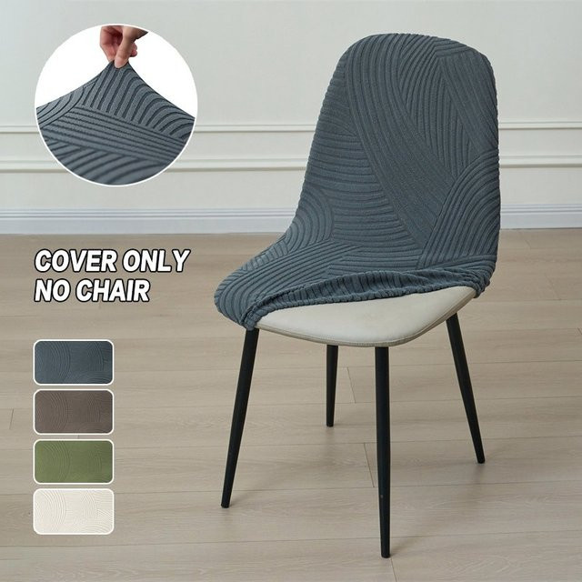 Yupartex Kurze Stuhlhussen aus Stretch-Jacquard in Grau für Esszimmer, Bar und Büro - Bild 1