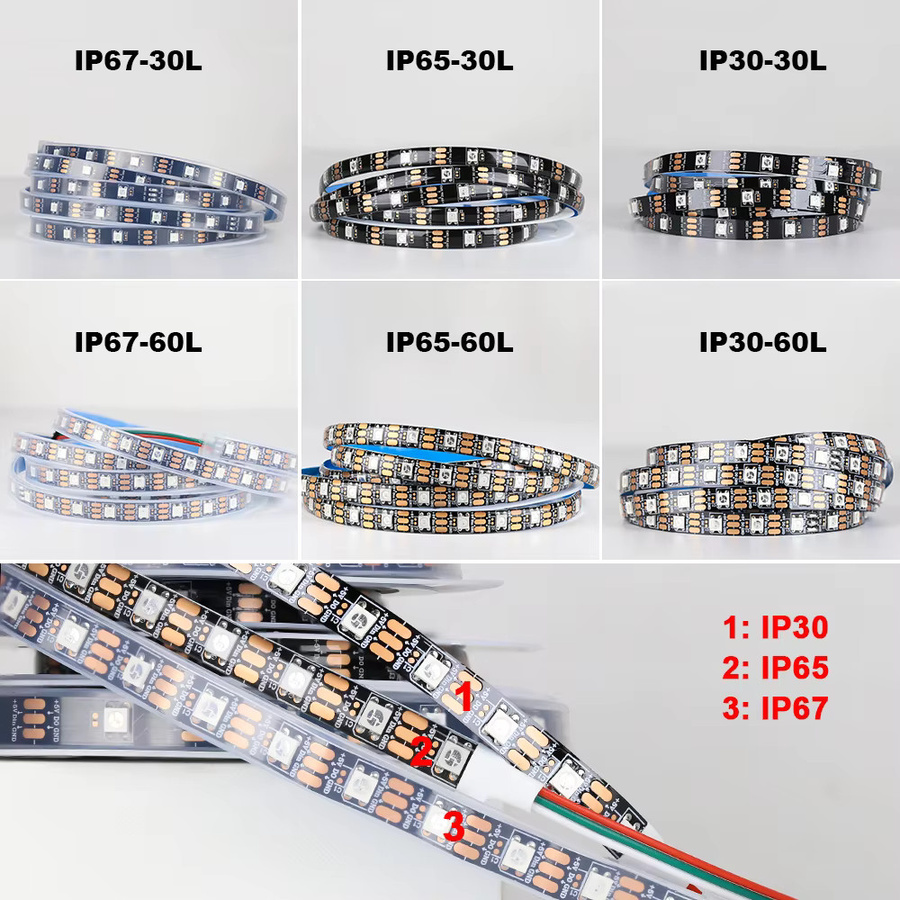 YNL WS2812B RGBIC LED-Streifen DC5V, individuell adressierbare SMD LED-Leuchten, IP30, Multicolour - Bild 2