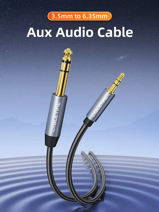 CABLETIME Klinkenadapterkabel 3,5mm auf 6,35mm TRS-Audiokabel in Schwarz für Lautsprecher und Gitarrenverstärker - Bild 5