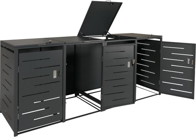 MCW 4er-Mülltonnenverkleidung E83 Mülltonnenbox aus Stahl in Anthrazit, B/T/H: 263 x 117 x 80 cm - Bild 1
