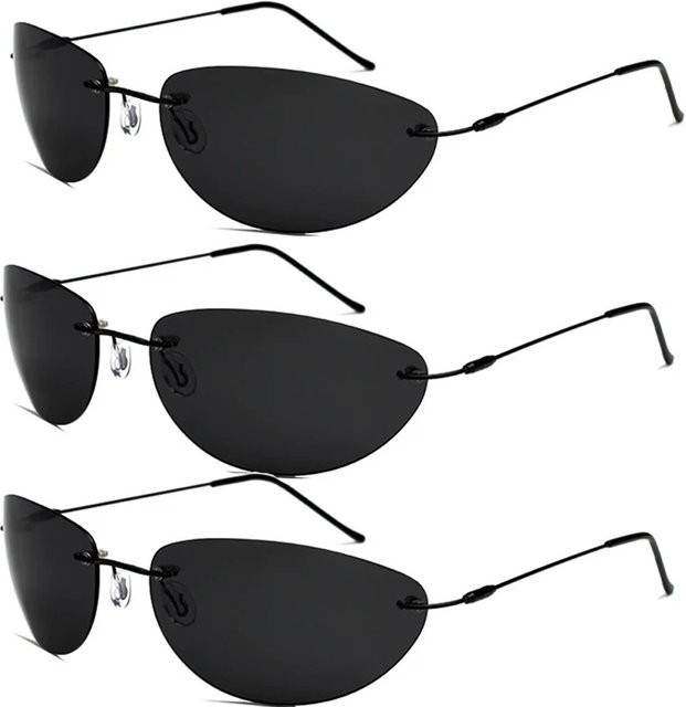 EVUNHUO Sonnenbrille, randlos, Titan, schwarz, Herren, polarisiert - Bild 1