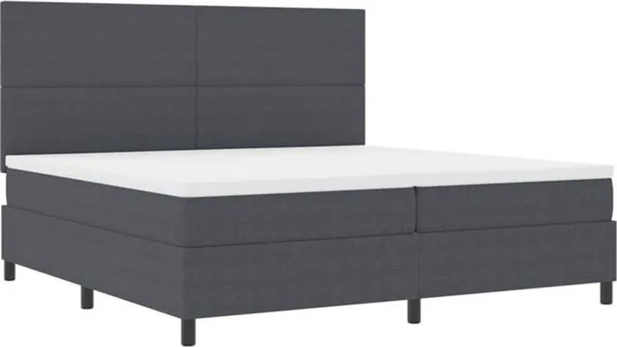 vidaXL Boxspringbett Modern Minimalistisch in Anthrazit und Weiß aus Stoff, B/T/H: 203 x 200 x 128 cm - Bild 1