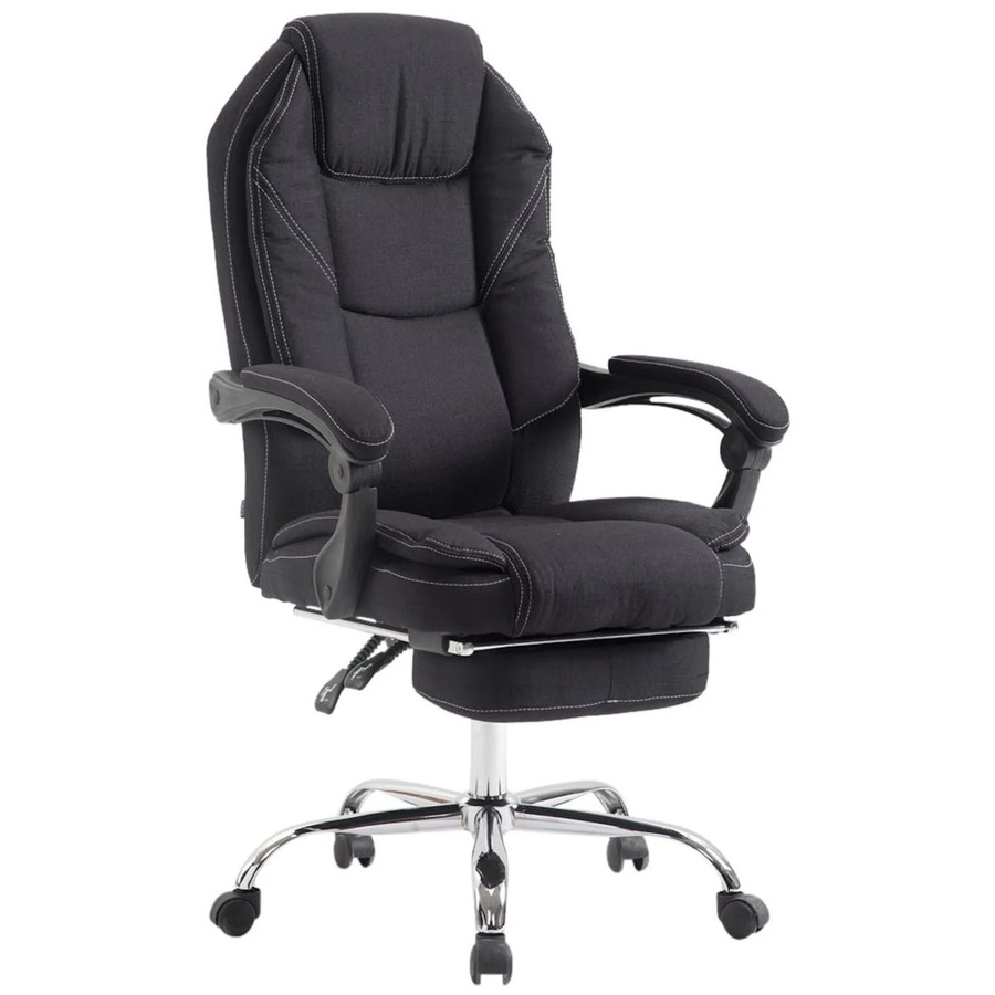 Ergonomischer Bürostuhl DELUKE MEDHA in Schwarz mit Stoffbezug und Chromgestell, H x B x T: 114 x 67 x 64 cm - Bild 2