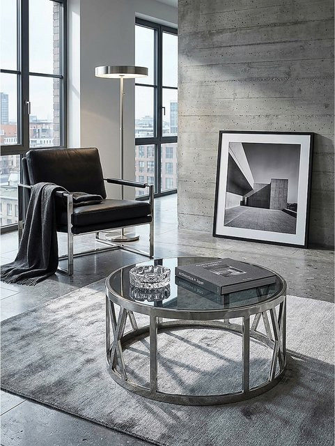 Moderner Couchtisch aus Glas und Metall von KADIMA DESIGN in Silber, B/T/H: 60 x 60 x 30 cm - Bild 1