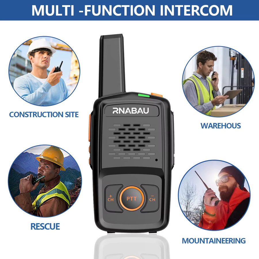 RNABAU Mini Walkie-Talkie MT-N1 Professionelles UHF Zwei-Wege-Funkgerät mit 16 Kanälen in Schwarz, kompatibel mit Baofeng - Bild 2