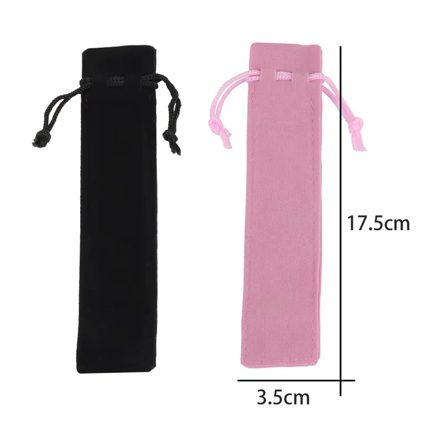 Samt-Geschenkbeutel in Rosa und Schwarz als Aufbewahrungsbeutel für Stifte, B/H: 3,5 x 17,5 cm - Bild 2