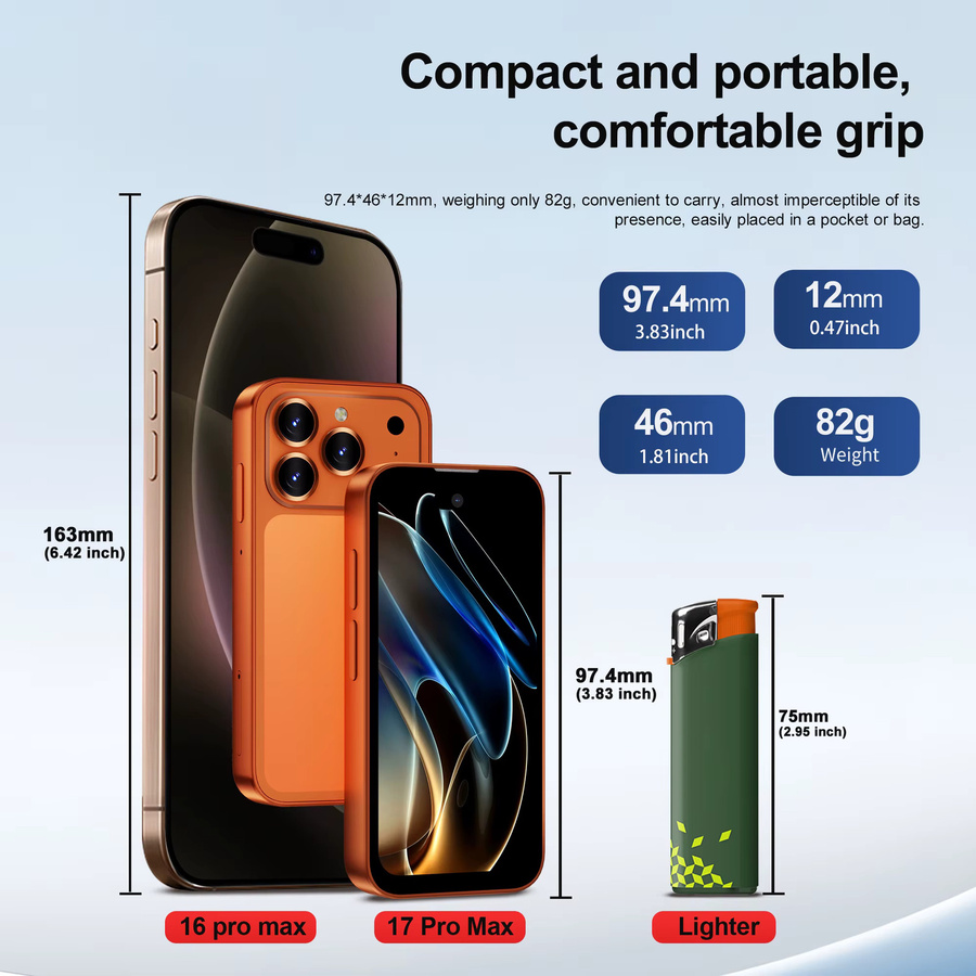 SERVO Mini Pocket Smartphone Android-System mit 16GB ROM, Dual-SIM, WLAN und Face ID in Grau - Bild 4