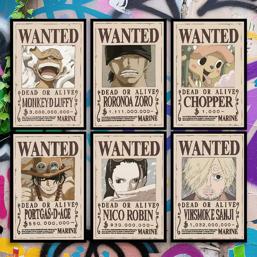 One Piece Wanted Notice Luffy Poster als Leinwandmalerei für deine ästhetische Wanddekoration in Multicolour - Bild 2