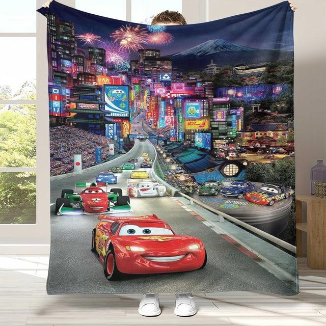 CSQ Nine Lightning McQueen Flanelldecke aus Plüsch, ultraweiche Fleece-Decke für Kinder, Mehrfarbig, B: 100 cm, T: 150 cm - Bild 1