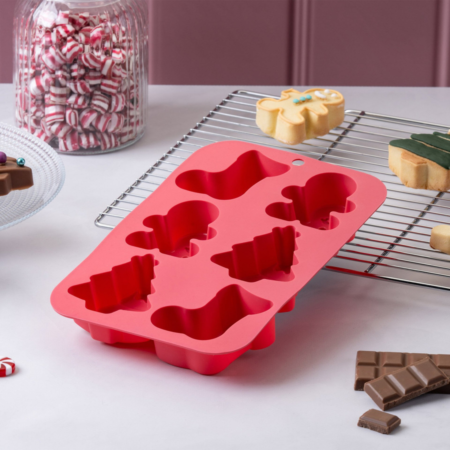 Zenker Minikuchenform The Christmas Candy Shop Muffin-Tray, Rot, Silikon - Bild 2