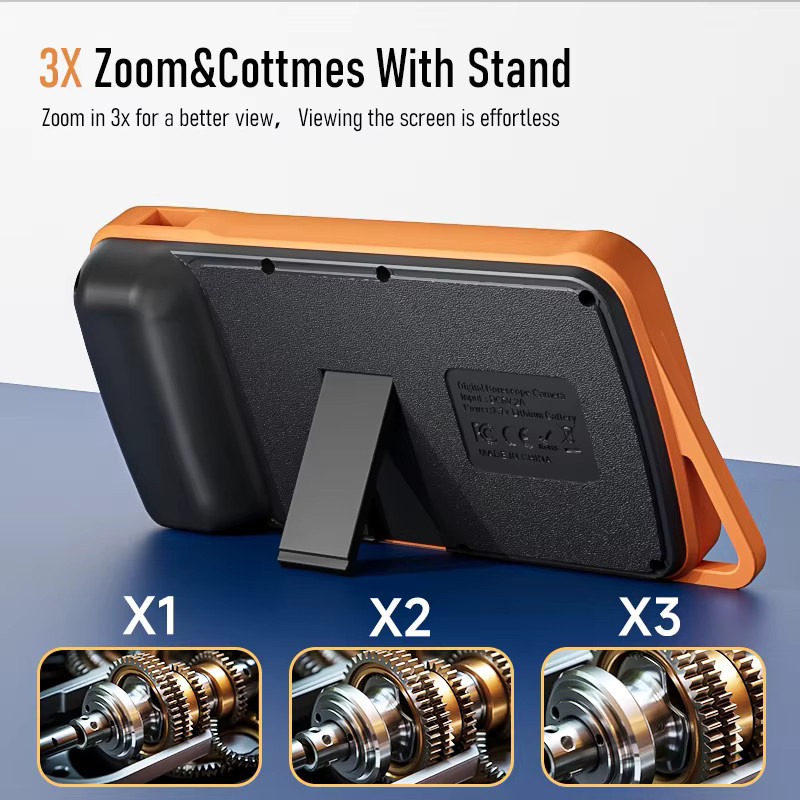 ZYPUSON HD Endoskop Kamera mit 5 Zoll Display, 1080P Video Borescope mit Single, Dual und Triple Lens sowie LED-Beleuchtung, wasserdicht, Farbe: Orange - Bild 4